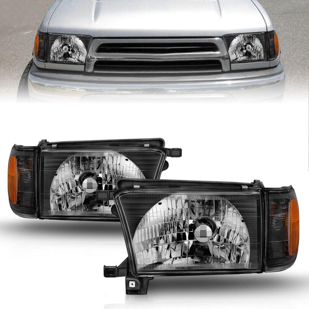 Anzo Crystal Headlights Toyota 4Runner (99-02) OEM Replacement [Black