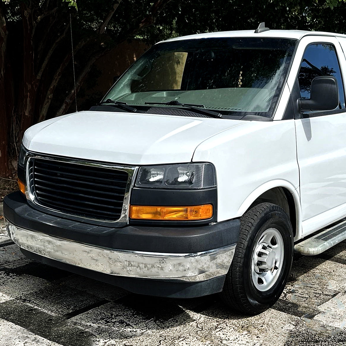 thumbnail image 2 of Ds-auto-parts Chrome/Smoked Headlight Assembly For Chevy Express GMC Savana Van 2003-2019 – Pair 2 of 4