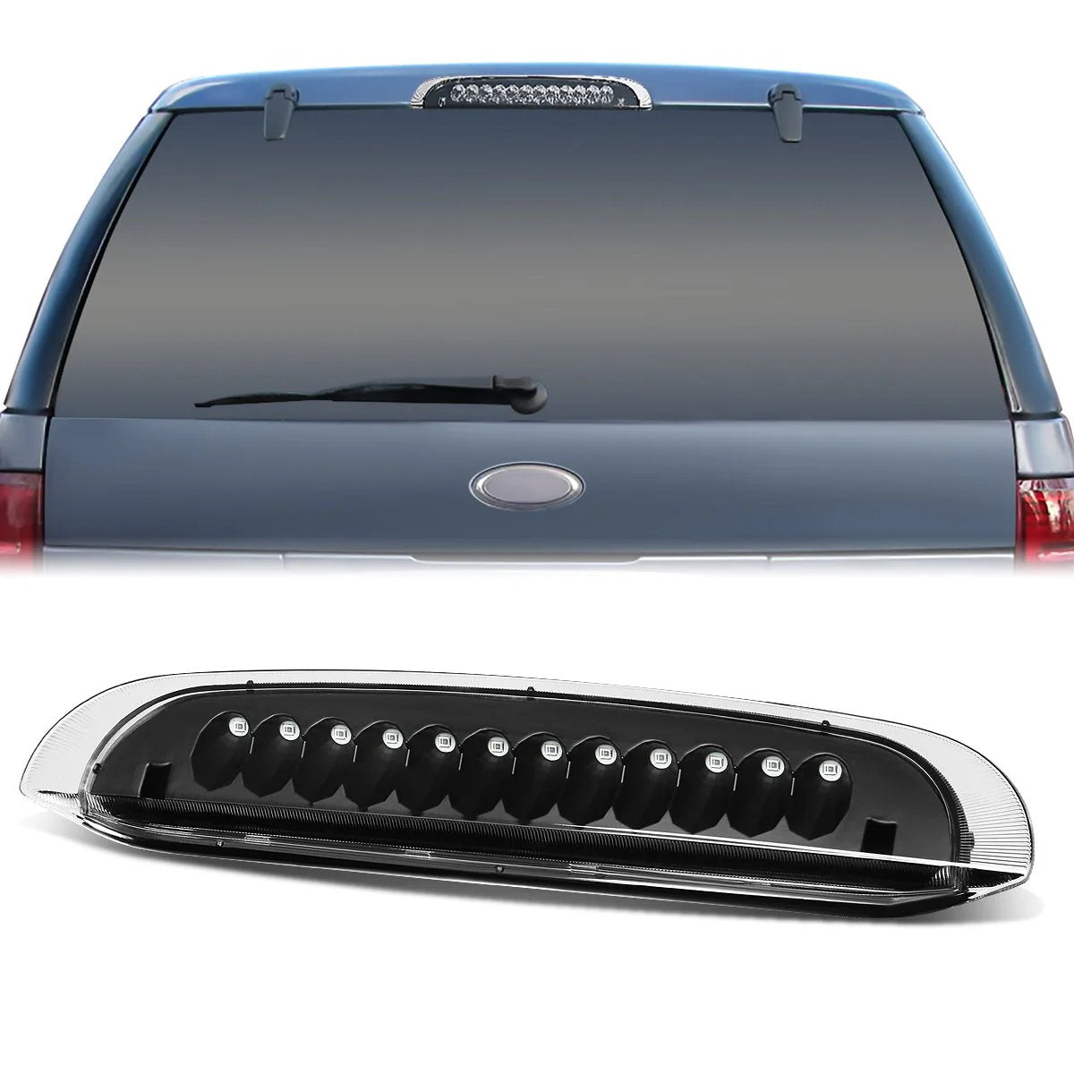 DNA Motoring 3BL FE98 LED SM For 1998 To 2001 Ford Explorer LED 3rd Third Tail Brake Light Rear Stop Lamp Smoked Housing 99 00