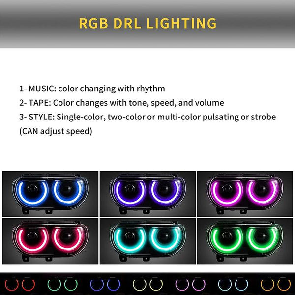 Auto Addict Headlights Dodge Challenger (08-14) LED RGB Color Change P –  Redline360