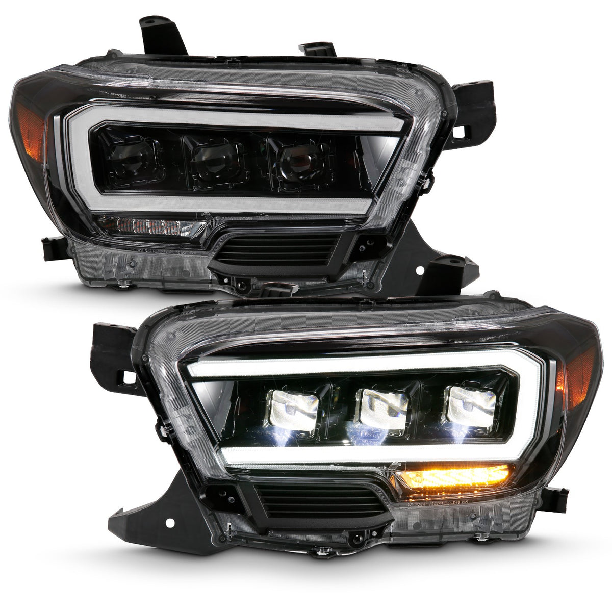 Anzo Led Projector Headlights Toyota Tacoma (16-20) Plank Style W  Amb 