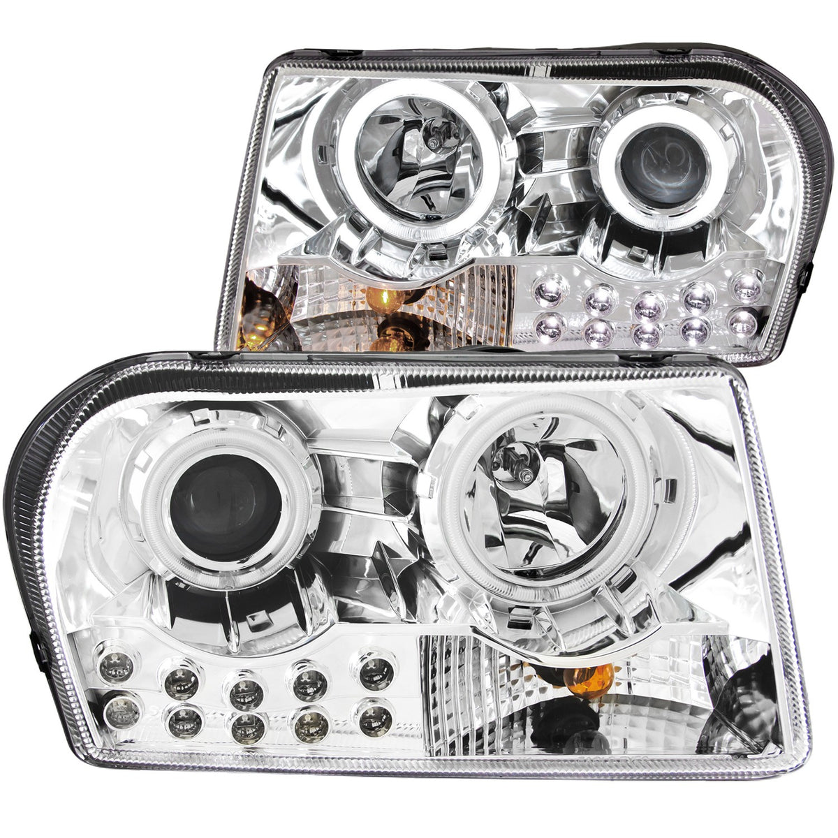 ANZO Projector Headlight Set w/ Halo Chrome (CCFL) G2 | Chrysler 300C (05-10) (121250) main image 0