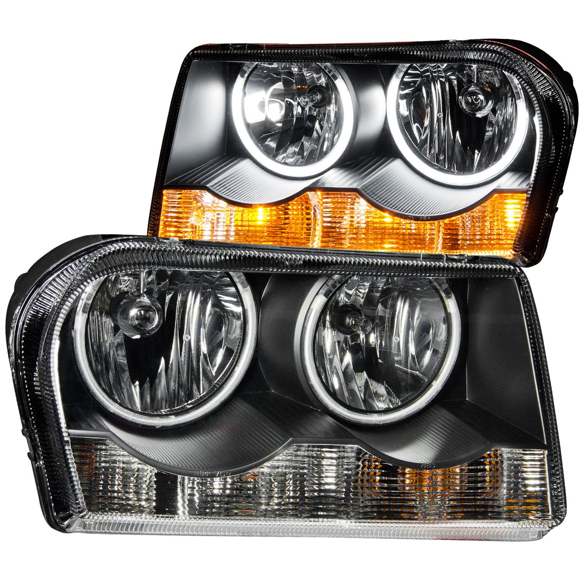 ANZO Crystal Headlight Set w/ Halo Black (CCFL) | Chrysler 300 (05-10) (121138)