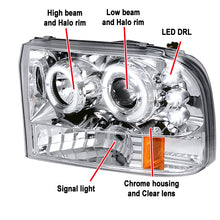 Load image into Gallery viewer, 179.95 Spec-D Projector Headlights Ford F250 F350 F450 (99-04) LED Halo DRL - Black / Chrome / Smoked - Redline360 Alternate Image