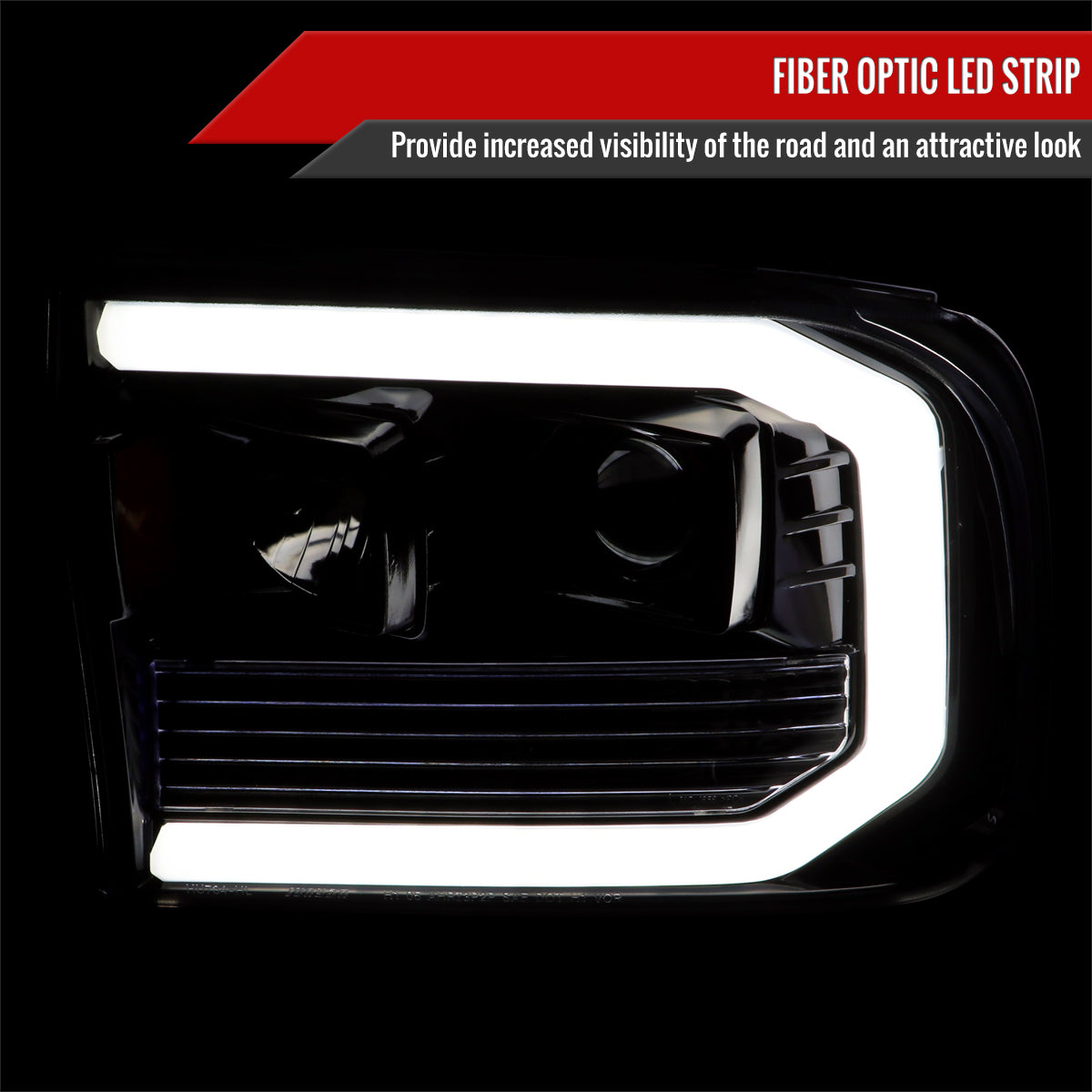 Spec-D Projector Headlights Ford F250 F350 F450 (99-04) LED DRL C Bar -  Black / Chrome / Smoked