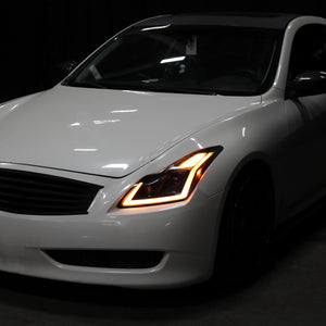 Spec-D Projector Headlights Infiniti G37 Coupe (08-13) DRL LED Sequential Signal - Black / Chrome / Smoked