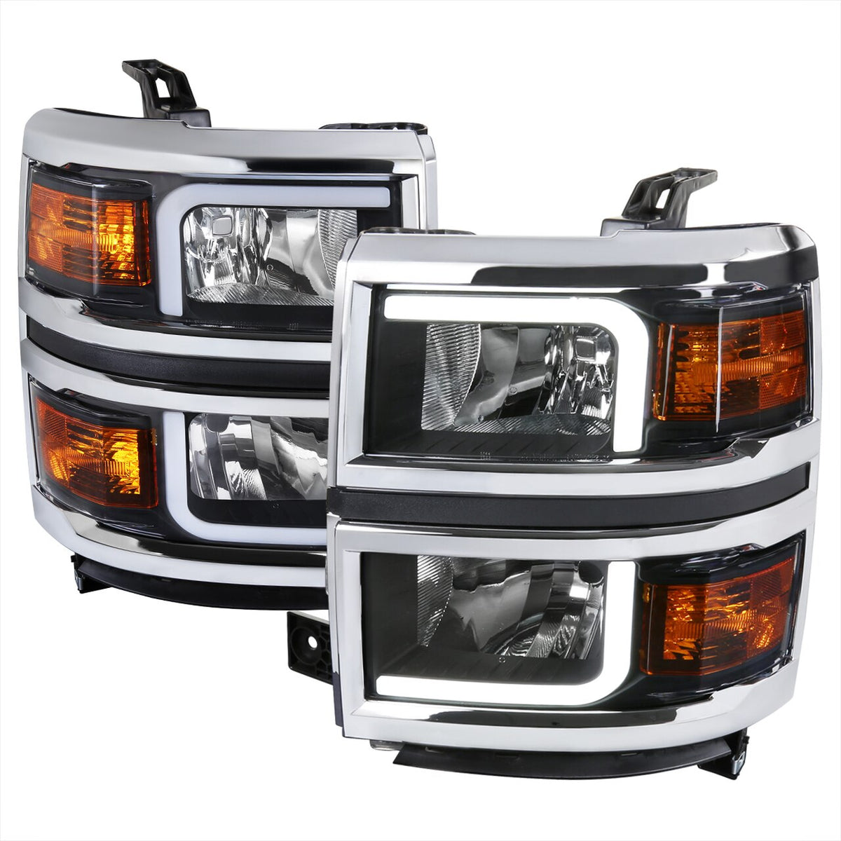 SpecD Projector Headlights Chevy Silverado (20142015) LED Bar Blac