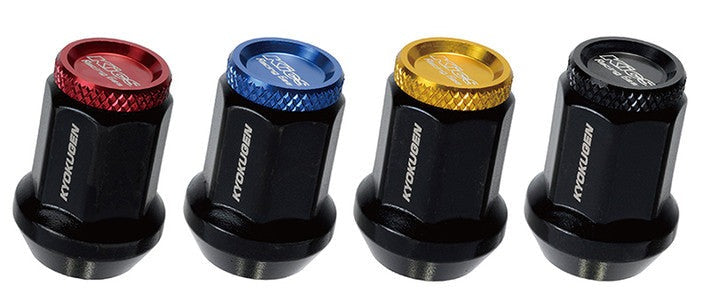 Project Kics Kyokugen Lug Nut Set (20) 12x1.25 Black Aluminum w/Gold Cap main image 1