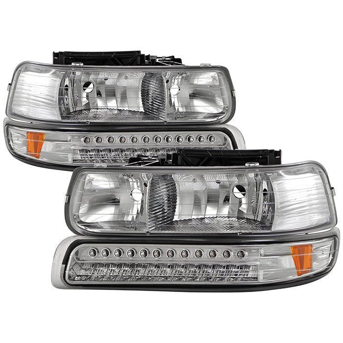 Xtune Chevy Silverado 1999-2002 Amber Reflector Bumper Lights Black