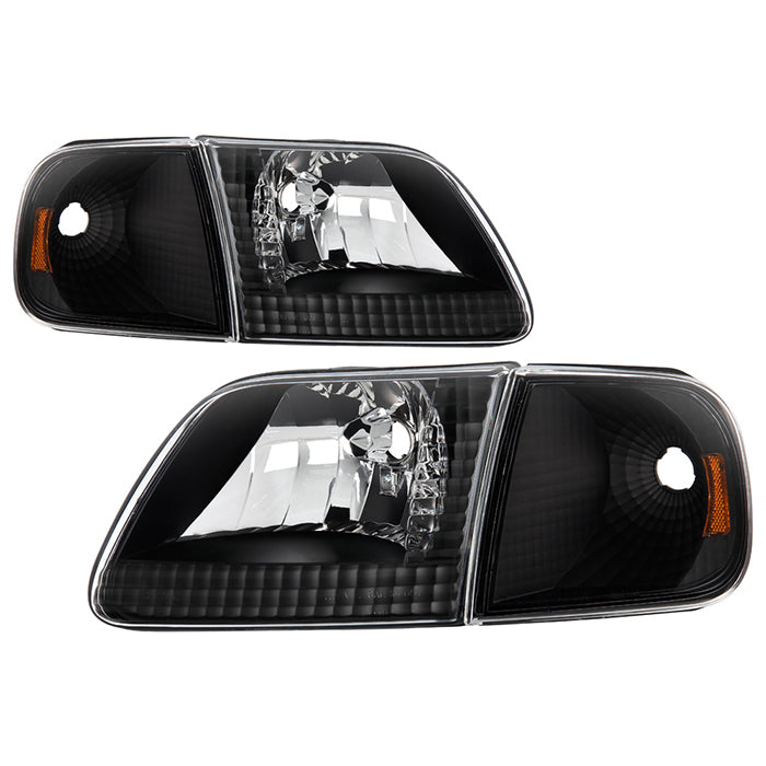 Xtune Crystal Headlights Ford F150 (97-03) [w/ Corner Lights] Black