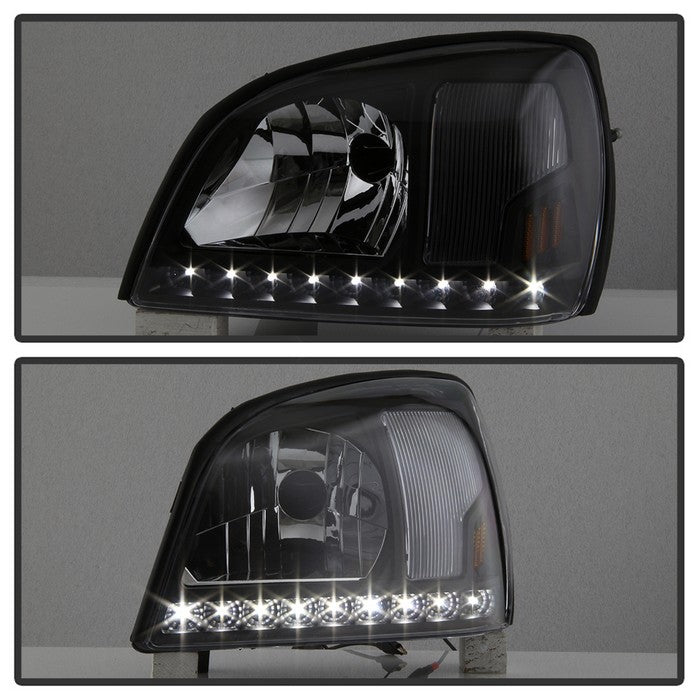 Xtune Crystal Headlights Cadillac Deville (00-05) Black or Chrome w/ Amber  Turn Signal Light