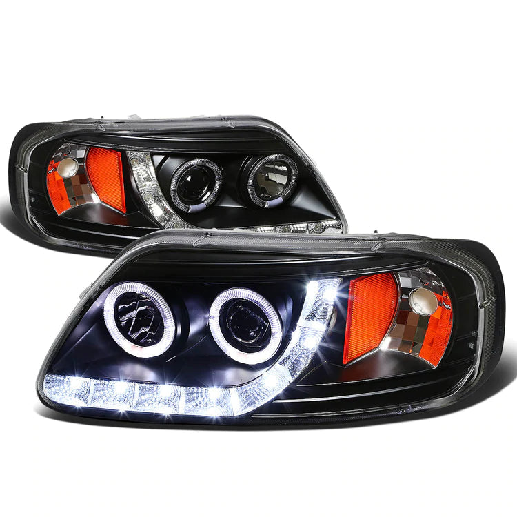 DNA Projector Headlights Ford Expedition (97-02) w/ LED DRL + Halo Ring -  Black or Chrome