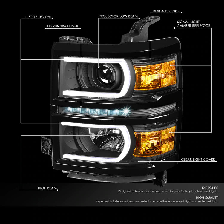 DNA Projector Headlights Chevy Silverado 1500 (14-15) w/ DRL LED