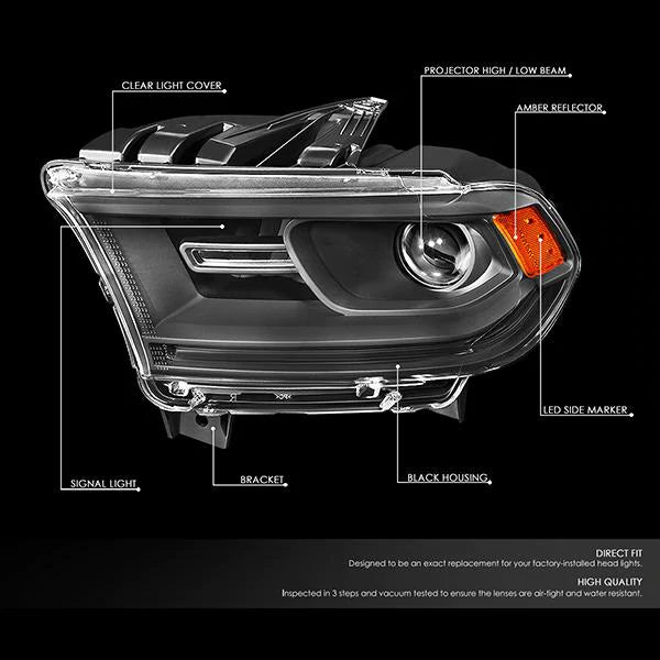 DNA Projector Headlights Dodge Durango (14-19) w/ LED DRL - Black