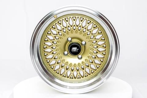 MST MT05 Wheels (15x8 4x100 +20 Offset) Gold w/ Machined Lip Mesh