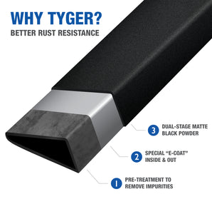 223.00 Tyger Riser Step Bars Toyota Tacoma Double Cab (05-22) [Powder Coated Black] 4" or 5" Wide - Redline360