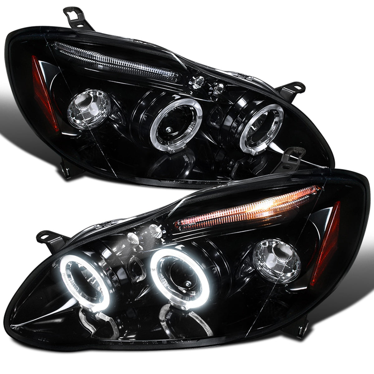 Spec-D Projector Headlights Toyota Corolla (03-08) w/ Dual LED Halo - Black  or Chrome