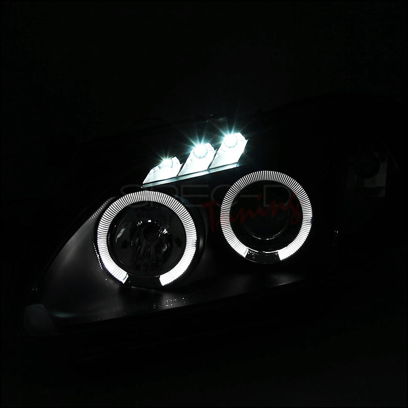Black LED Dual Halo Projector Headlights For Honda S2000 AP1 00-03 (Pair)