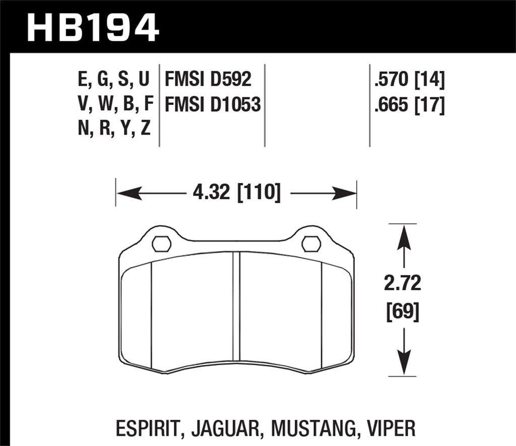 Hawk HPS Brake Pads Dodge Challenger SRT Hellcat (20192020) Rear Set