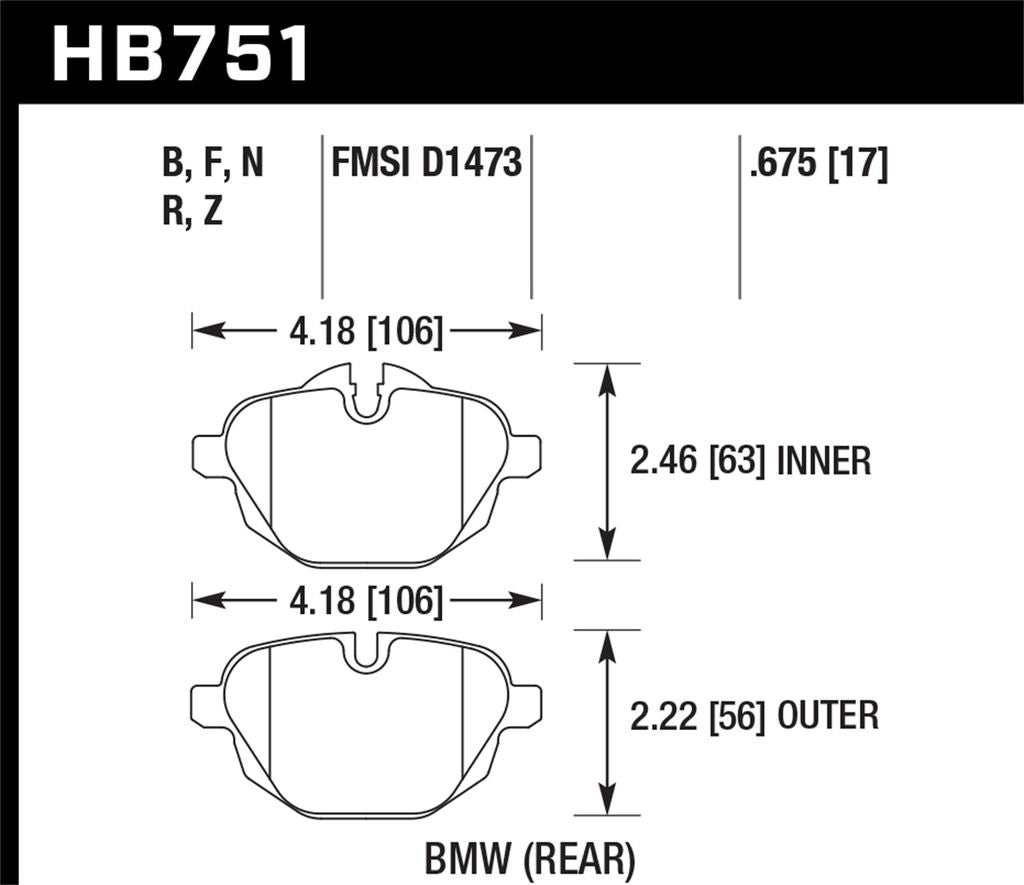 Hawk HPS Brake Pads BMW X4 (20152020) Rear Set HB751F.675 Redline360