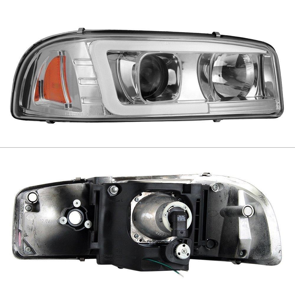 Spyder Projector Headlights GMC Yukon (00-06) Yukon Denali (01-06) V2 w/  Light Bar DRL - Chrome