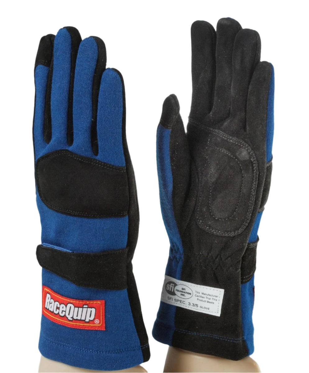 RaceQuip 356602 356 SERIES 2 LAYER NOMEX OUTSEAM RACE GLOVES SFI 3.3 5 GRAY & BLACK SMALL main image 0