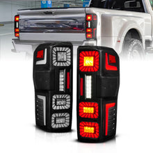 Load image into Gallery viewer, Anzo LED Tail Lights for Ford F250 F350 F450 F550 Super Duty (2023-2026) Black Housing Smoke Lens w/ Sequential Signal 311492X Alternate Image
