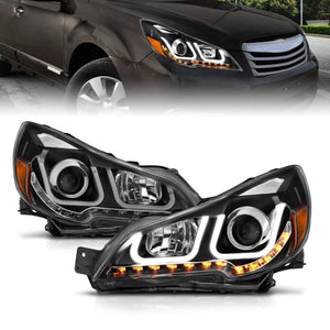 Anzo Projector Headlights Subaru Legacy / Outback (10-12) U-Bar Halo - Black - 111285