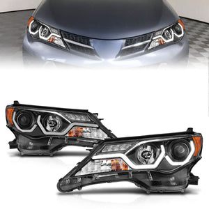 Anzo Projector Headlights Toyota RAV4 (13-15) Plank Style Halo - Black Housing - 111332