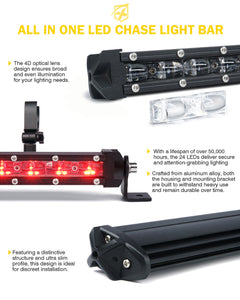 Xprite SL Series 25.5" Slim LED Rear Chase Light Bar - Multiple Light Color Options