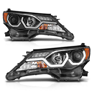 Anzo Projector Headlights Toyota RAV4 (13-15) Plank Style Halo - Black Housing - 111332