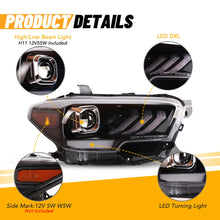 Load image into Gallery viewer, Winjet Projector Headlights for Toyota Tacoma (2016-2023) LED High/Low &amp; Turn signal with DRL - Matte Black / Glossy Black / Chrome CHWJ-0713 Alternate Image