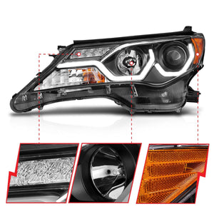 Anzo Projector Headlights Toyota RAV4 (13-15) Plank Style Halo - Black Housing - 111332