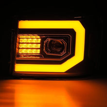 Load image into Gallery viewer, AlphaRex LED Projector Headlights for GMC Sierra 1500 (07-14) 2500HD/3500HD (07-14) Luxx Series with Sequential Signal - Chrome / Jet Black Alternate Image