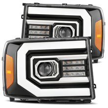 Load image into Gallery viewer, AlphaRex LED Projector Headlights for GMC Sierra 1500 (07-14) 2500HD/3500HD (07-14) Luxx Series with Sequential Signal - Chrome / Jet Black Alternate Image