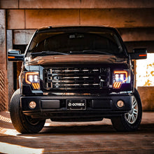 Load image into Gallery viewer, AlphaRex LED Projector Headlights for Ford F150 (2009-2014) MKII Nova Series with Sequential Signal - Alpha Black / Chrome / Black Alternate Image