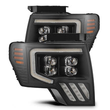 Load image into Gallery viewer, AlphaRex LED Projector Headlights for Ford F150 (2009-2014) MKII Nova Series with Sequential Signal - Alpha Black / Chrome / Black Alternate Image