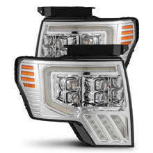 Load image into Gallery viewer, AlphaRex LED Projector Headlights for Ford F150 (2009-2014) MKII Nova Series with Sequential Signal - Alpha Black / Chrome / Black Alternate Image