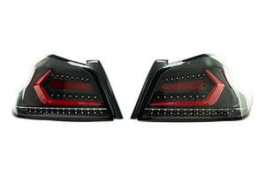 OLM Evolution Tail Lights Subaru WRX / WRX STI (2015-2021) Clear Lens / Black Base / Red Bar