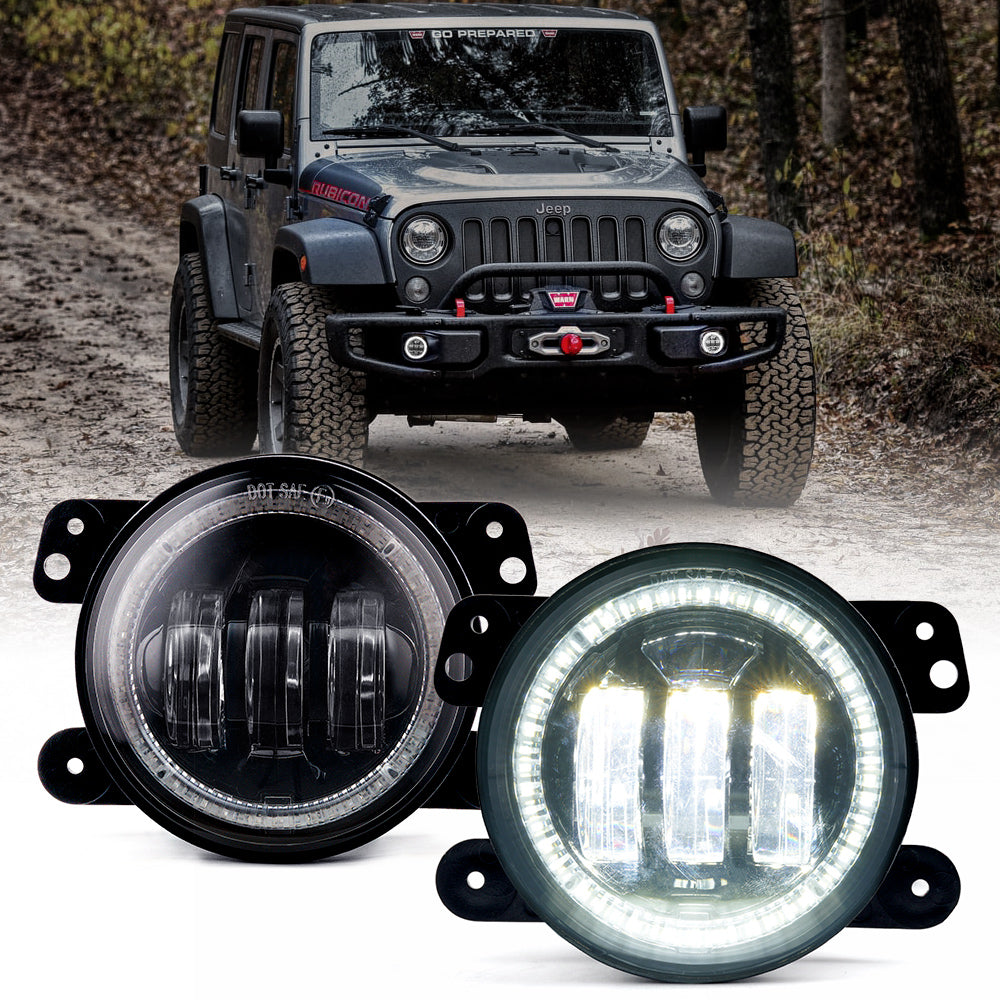 Xprite 4 Inch Halo LED Fog Lights Jeep Wrangler JL (2019-2022) [Escapade Series] Multiple Color Options