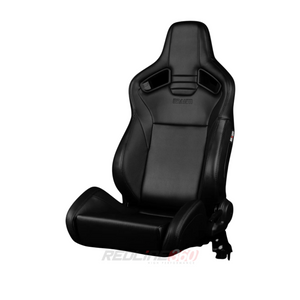 BRAUM Elite V2 Sport Seats (Reclinable - Black Leatherette) White / Red / Black Stitching