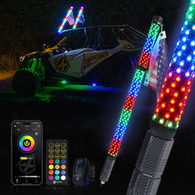 Load image into Gallery viewer, Xprite RGB-W Fat LED Whip Lights w/ U.S. / Xprite Flag - Multiple Length Options Alternate Image