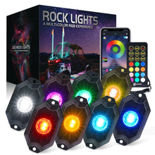 Load image into Gallery viewer, Xprite Trophy Series RGBW LED Rock Lights Kit w/ Bluetooth Control - 4 pcs / 6pcs / 8pcs / 10pcs Alternate Image