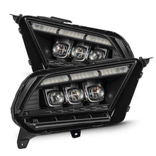 Load image into Gallery viewer, AlphaRex LED Projector Headlights for Ford Mustang S197 (2010-2012) MKII Nova Series with Sequential Signal - Alpha Black / Black Alternate Image