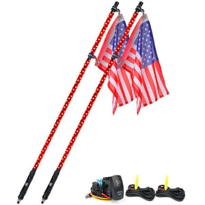 Xprite Twister Series Spiral Solid Color LED Flag Pole Whip Light - Multiple Length Options