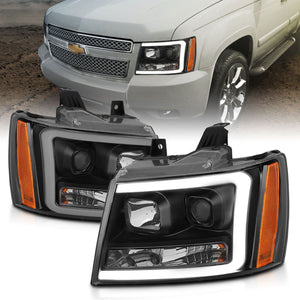 Anzo Projector Headlights Avalanche Suburban Tahoe (07-14) Plank Style Halo / Switchback Signal - Black