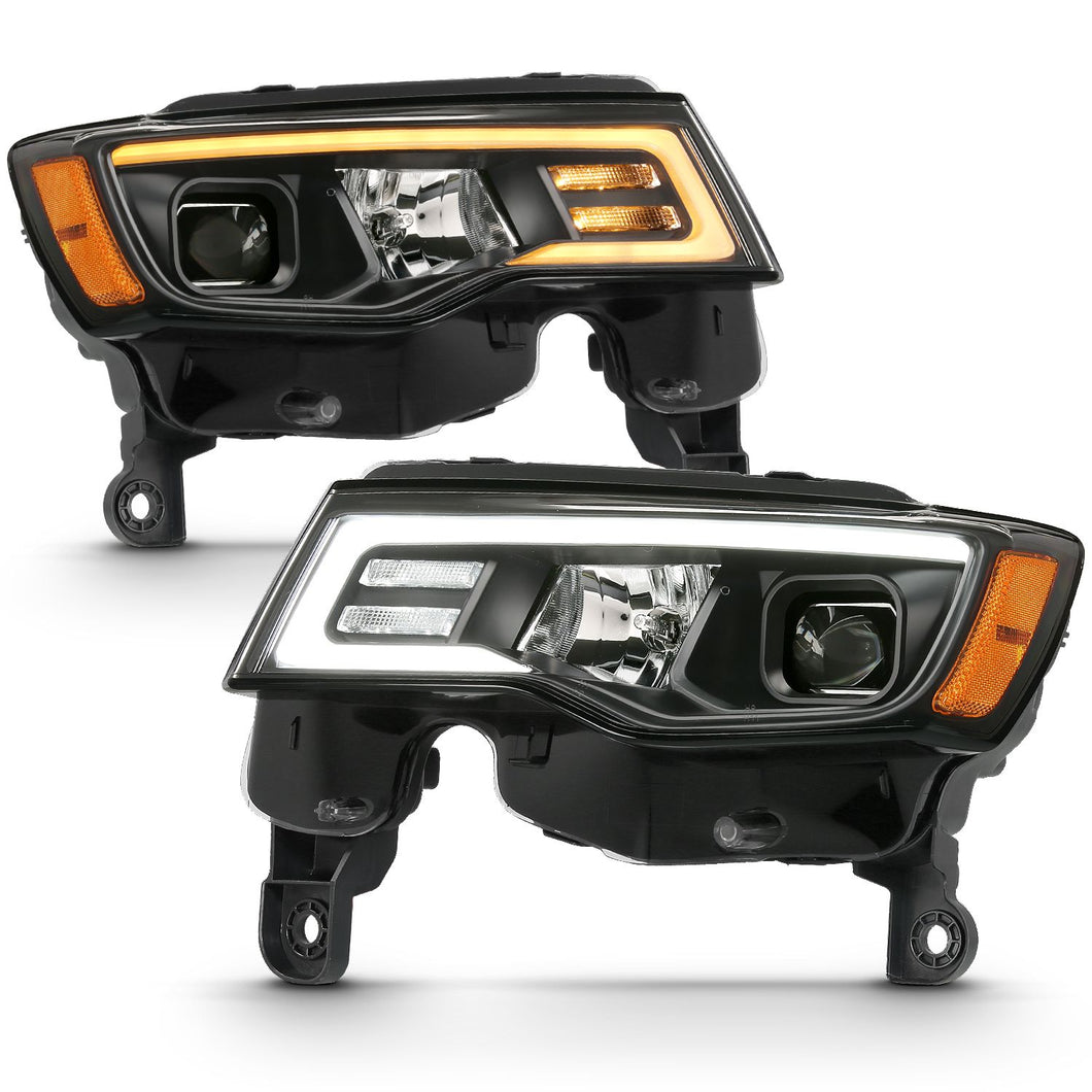 Anzo Projector Headlights Jeep Grand Cherokee (17-22) [LED DRL Light Bar w/ Switchback Turn Signal] Black or Chrome