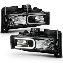 Load image into Gallery viewer, Anzo Headlights for Chevy Suburban / Yukon (92-99) Tahoe (95-99) Crystal with C-Bar LED Parking Light Chrome or Black Housing Alternate Image