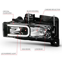 Load image into Gallery viewer, Anzo Headlights for Chevy Suburban / Yukon (92-99) Tahoe (95-99) Crystal with C-Bar LED Parking Light Chrome or Black Housing Alternate Image