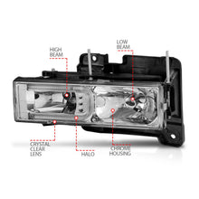 Load image into Gallery viewer, Anzo Headlights for Chevy Suburban / Yukon (92-99) Tahoe (95-99) Crystal with C-Bar LED Parking Light Chrome or Black Housing Alternate Image